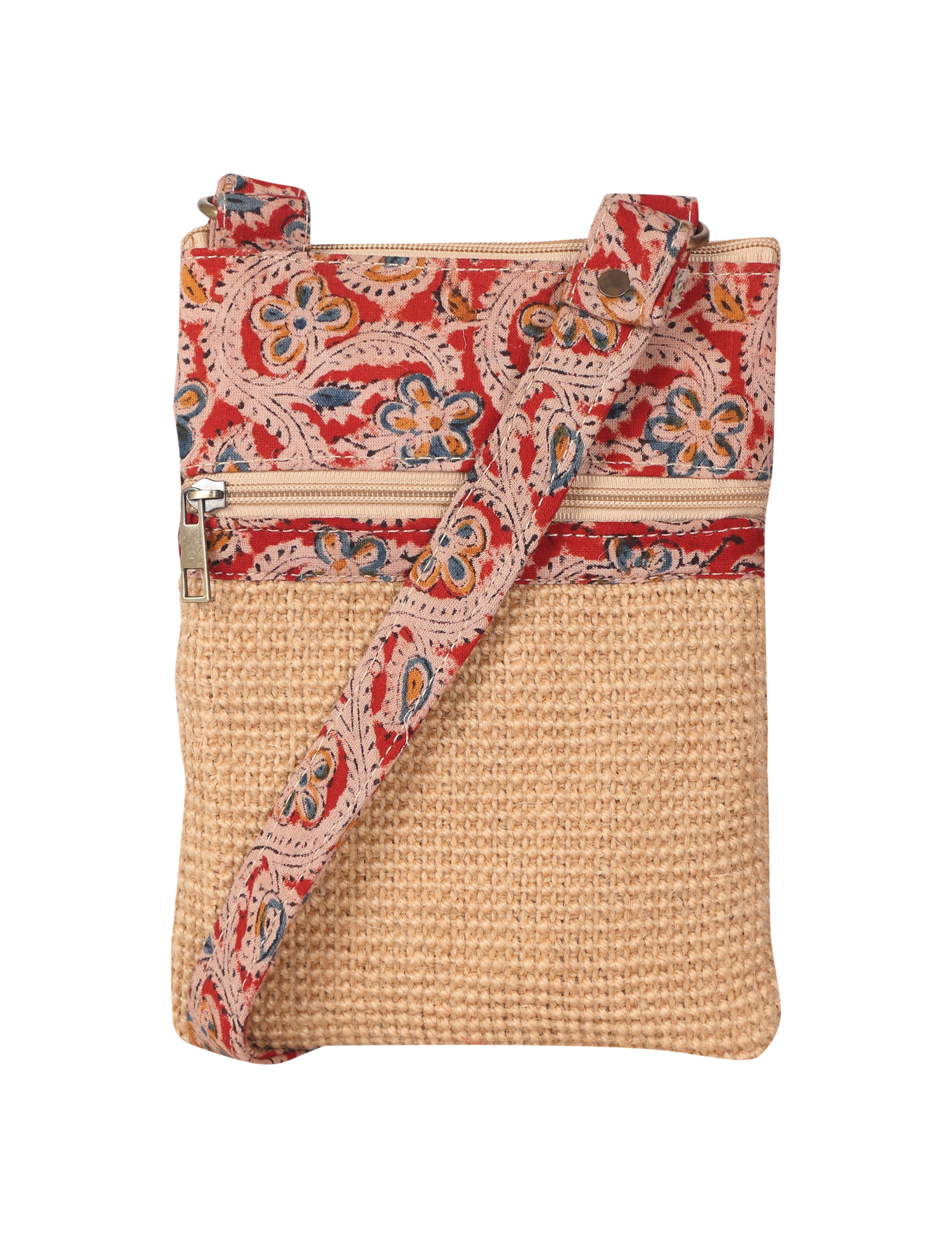 JUTE COTTAGE DOBBY SLING BAG SMALL, SUSTAINABLE, ECO-FRIENDLY, 100% GENUINE, STYLISH JUTE BAG (RED 9X7)