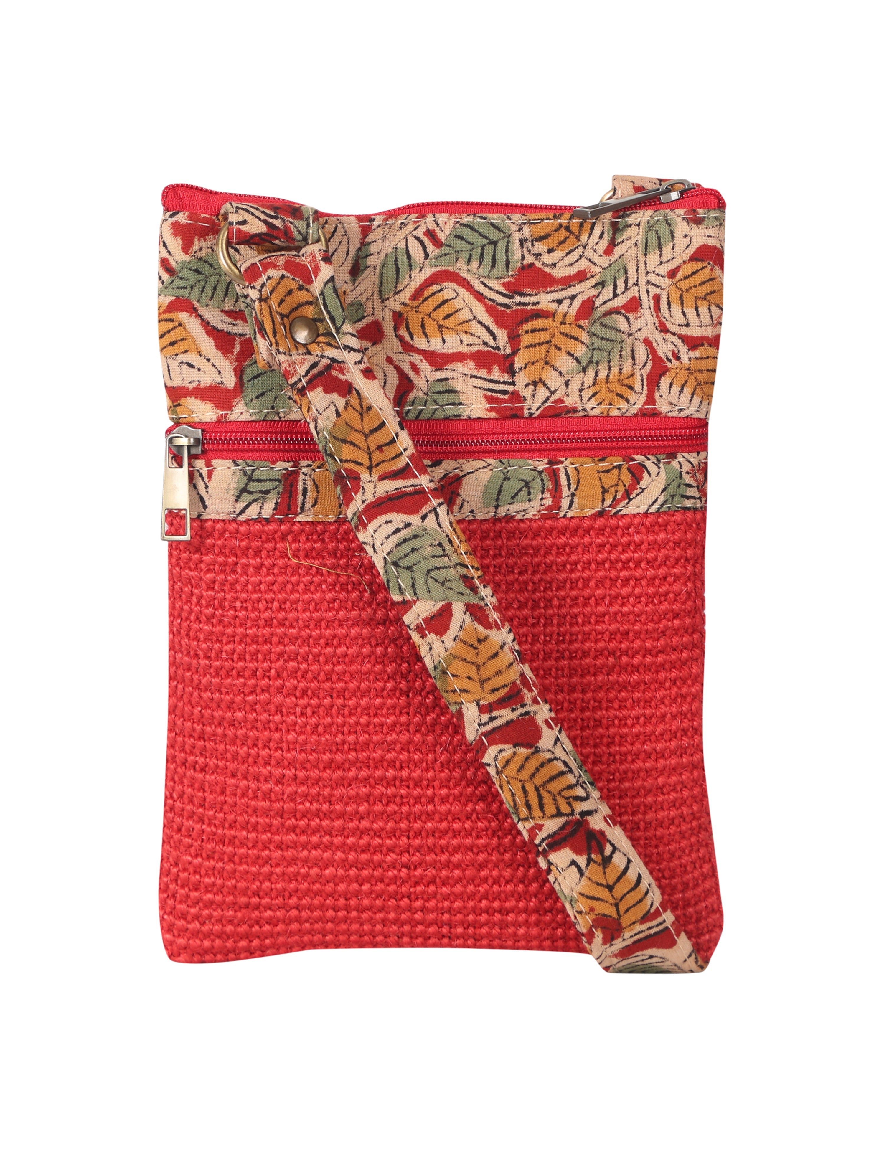 JUTE COTTAGE DOBBY SLING BAG SMALL, SUSTAINABLE, ECO-FRIENDLY, 100% GENUINE, STYLISH JUTE BAG (RED 9X7)