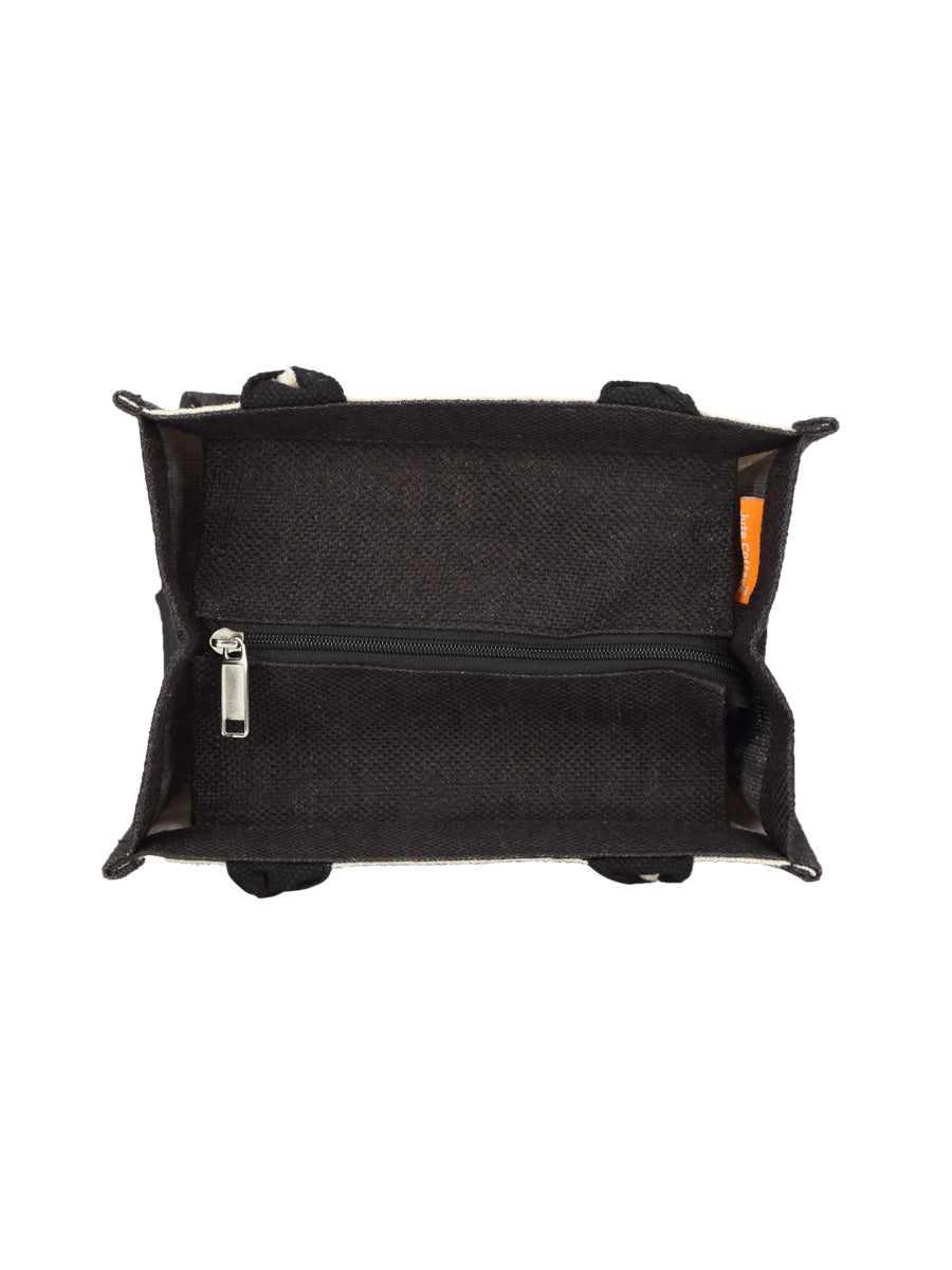 10 X 10 X 7 - ELEPHANT PRINT ZIPPER (B-074-BLACK)