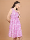 Vishudh Purple & White Floral Printed A-Line Dress