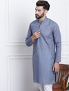 Sojanya Men Grey Ethnic Motifs Embroidered Chikankari Kurta