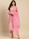 Sangria Floral Printed Pure-Cotton Straight Kurta With Trouser & Dupatta