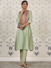 House of Pataudi Women Floral Thread Work Kurta