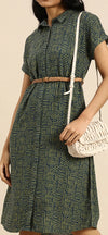 All about you Green Shirt Dress with Belt