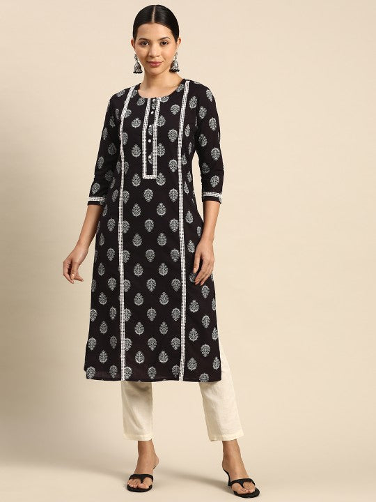 anayna Ethnic Motifs Printed Block Print Kurta