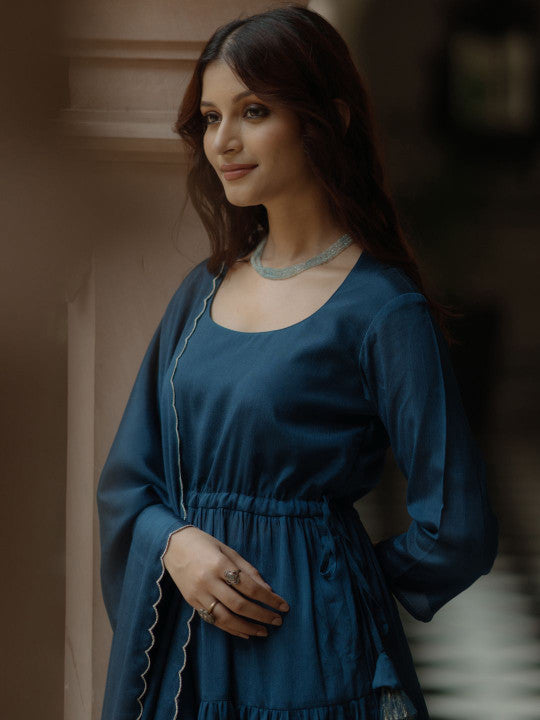 anayna Women Tiered Kurta with Trousers & With Dupatta