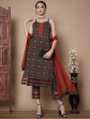 Myshka Ethnic Motifs Printed Regular Pure Cotton Kurta With Trousers & Dupatta