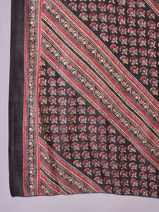 Floral Printed Pure Cotton Straight Kurta & Palazzos With Dupatta
