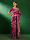 Sangria Burgundy Ethnic Motifs Woven Design Zari Banarasi Saree