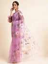 Fabmora Floral Printed Sequinned Organza Saree