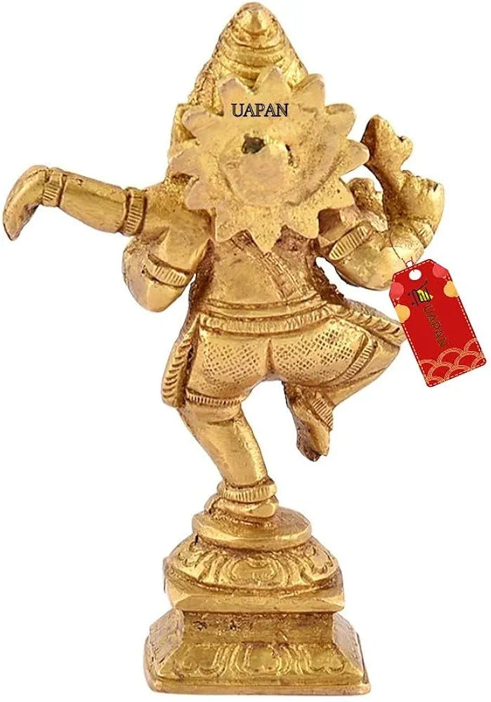 UAPAN Brass Dancing Ganesha Idol, Pooja Pooja Temple Daily Worship 100% Brass Material I Ganesh Brass Idol 