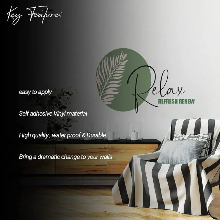 Kotart - Relax Refresh Renew Wall Stickers - PVC Vinyl Wall Decals for Home and Office Wall Décor