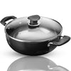 Vinod Black Pearl Plus Hard Anodised Deep Kadhai with Lid - 3.1 Litre, 24 cm | 3.25mm Thick | Natural Stick Free Kadai