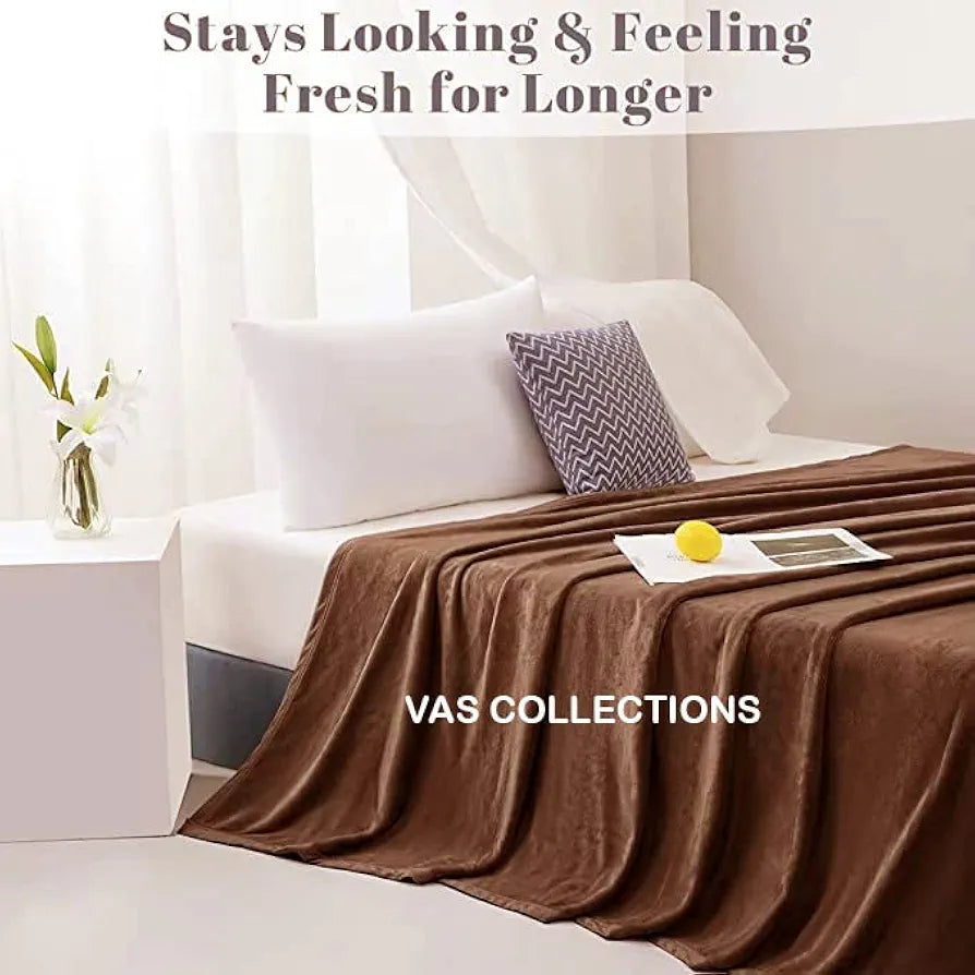 Premium Solid Color Soft Plush Mink Blanket âÂ€Â“ Ultra Cozy and Warm, Silky Soft All-Season Double Bed Blanket for Bed Sofa & Lounge | TC - 120