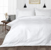 Trance Home Linen Zippered 100% Cotton 300TC Satin Stripe King Size Duvet Cover Quilt Cover Blanket Cover Razai Comforter Cover with 2 Pillow Covers Colour White