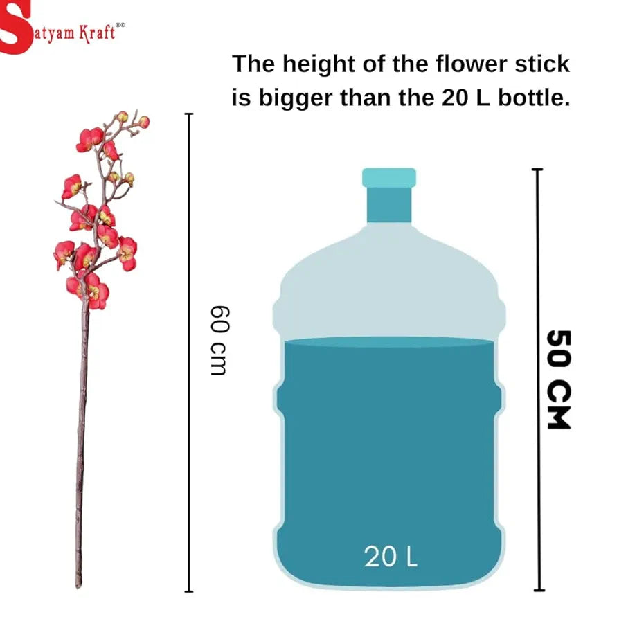 SATYAM KRAFT 3 Sticks Artificial Blossom Flower Bouquet Sticks for Home Decor, Bedroom, Living Room, Table, Balcony, Office, Wedding, Pooja, Anniversary Decorations – Pink 