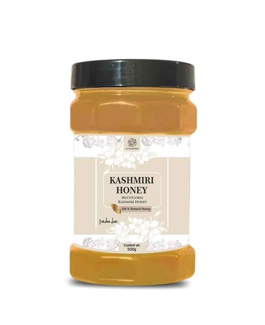 AL MASNOON Pure Kashmiri Honey – Natural Multifloral Delight, 500g – Sourced from the Pristine Valleys of Kashmir for a Rich, Authentic Taste
