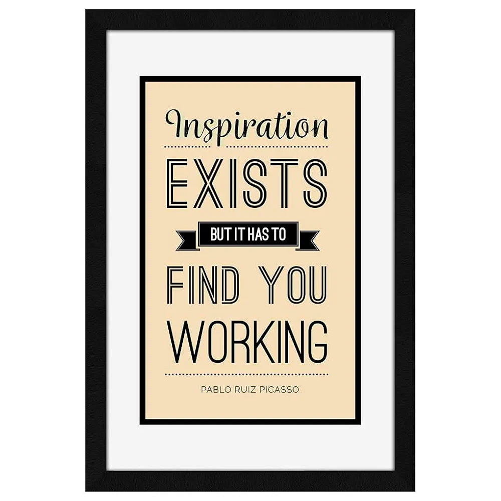 ArtX Paper Inspiration Exists Motivational Quote Framed Wall Art Painting, wall decor for living room, Multicolor, Alphabets, 12.5x18.5 Inches, Set of 1
