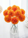 Artificial Chrysanthemum Hydrangea Ball Flower Sticks Orange