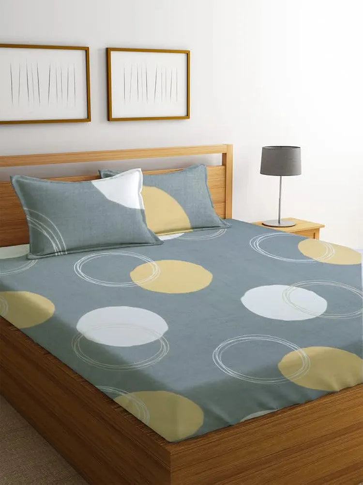 BSB HOME Premium Double Bedsheet with 2 Pillow Covers - 160 TC Supersoft Microfiber - Breathable & Wrinkle Free - 3 Pcs Set | Grey and White