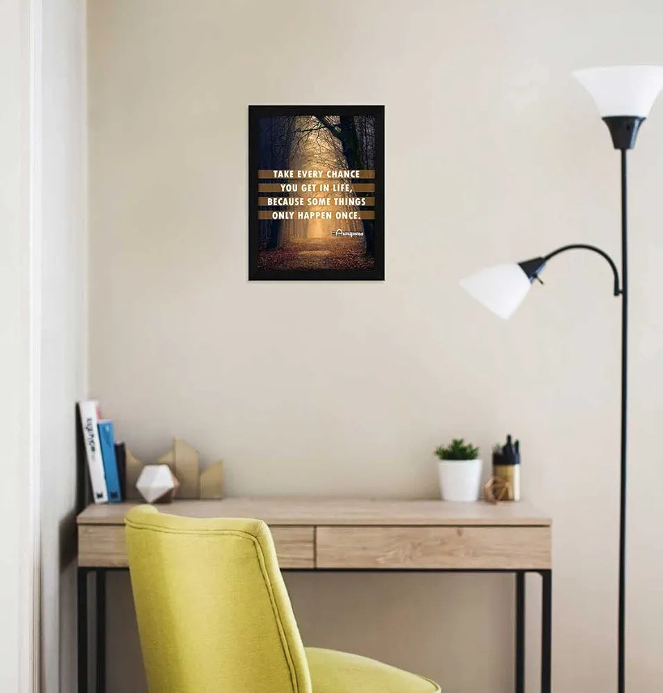 ArtX Motivational Inspirational Quotes, Take Every Chance Framed Wall Art Painting, Multicolor, Abstract, 10 X 13 Inches, Set of 1