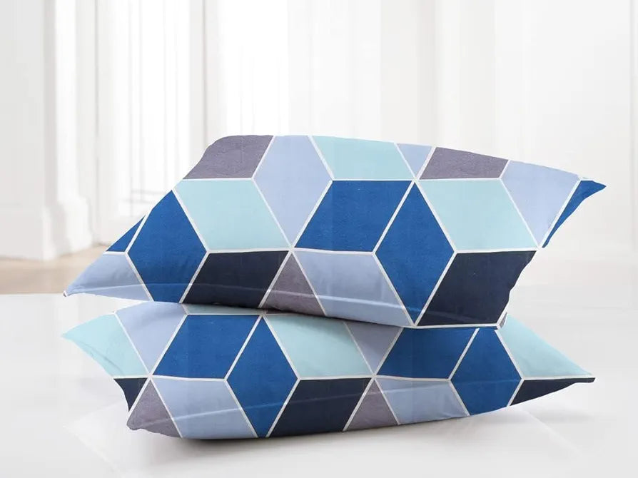 BSB HOME Premium Double Bedsheet with 2 Pillow Covers - 160 TC Supersoft Microfiber - Breathable & Wrinkle Free - 3 Pcs Set | Blue and Grey