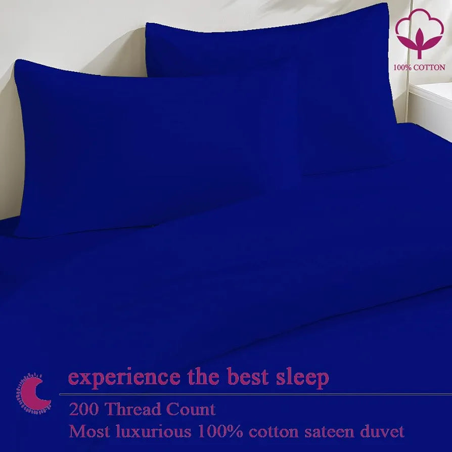 Trance Home Linen Zippered 100% Cotton 200TC Satin Stripe King Size Duvet Cover Quilt Cover Blanket Cover Razai Comforter Cover with 2 Pillow Covers 