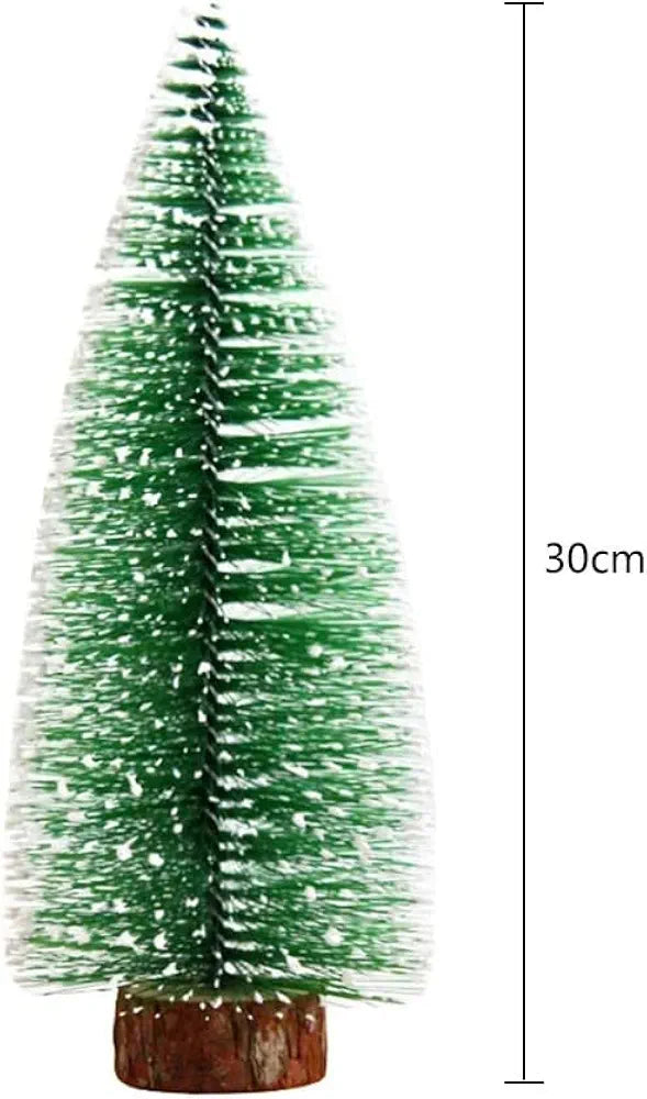 SATYAM KRAFT 1 Pcs Artificial Mini Christmas Tree Miniature Table Decor Pine Tree with Wooden Base - Christmas Xmas Tree for Home Office Living Room Decor, Anniversary Decoration 