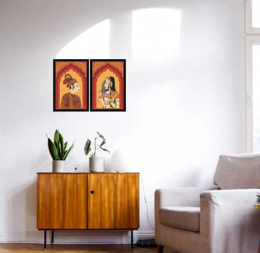 ArtX Traditional Bani Thani and Banna Painting, Multicolor, 12.5 X 18.5 inches, Indian, Set of 2