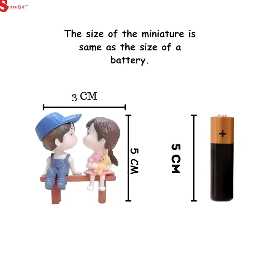 SATYAM KRAFT 1 Set Romantic Couple Miniature Figurines | Couple Showpiece for Home Decor | Unique Him,Girlfriend, Boyfriend, Wife, Husband | Wedding, Anniversary, Birthday Decoration