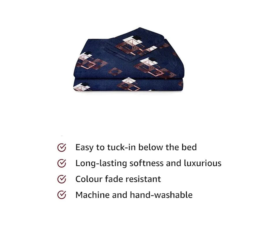 BSB HOME Premium Forever Modern Style Glace Cotton Floral Luxurious Beautiful Soft Comfort Designer Floral Pattern 1 Single Size Bed bedsheet and 1 Pillow Cover- Black & White