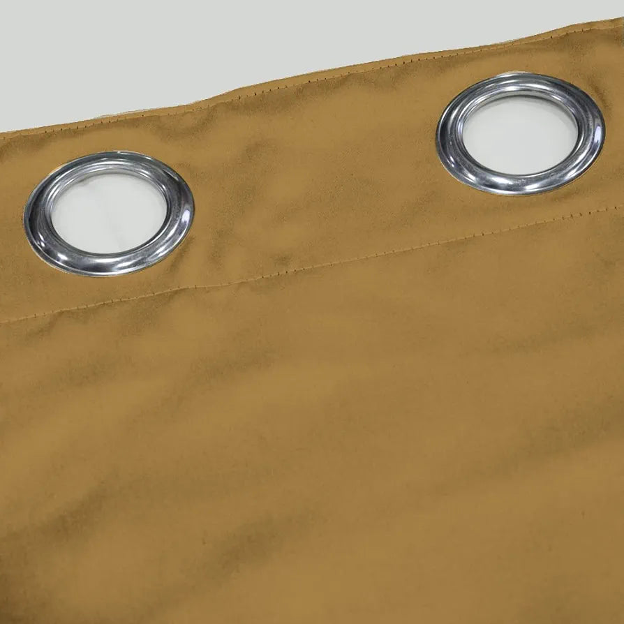 Divine Casa Super Satin Blackout Door Curtains Pack of 2 | Solid Panels for Complete Light Block | Size 7 Feet | Silky Touch & Thermal Insulation | Cool Beige