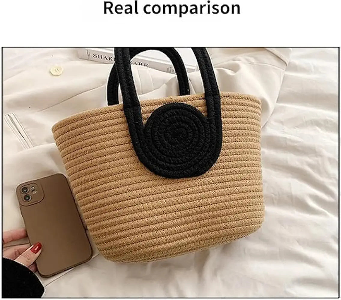 BEAUTIFUL HOMMIES Attractive Hand Bag | Large Tote | Summer Bucket | Bamboo Beach Basket for Women | Boho Handbag | Jute Handmade