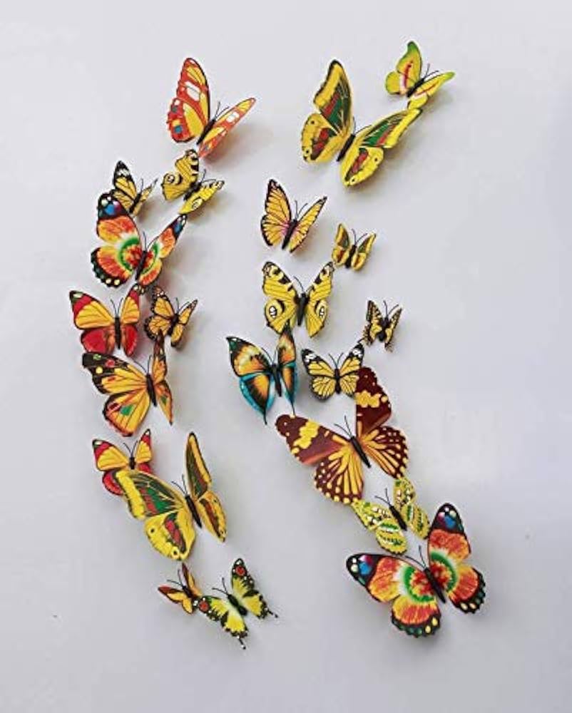 Rangoli Butterfly Wall Stick or Magnet for Home, Office, Kids Room Décor Self Adhesive Removable PVC. Design-17