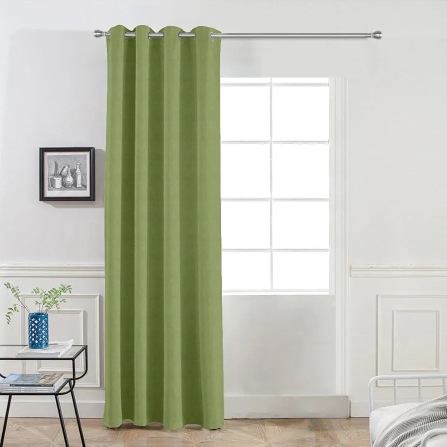 Divine Casa 7 Feet Velvet Blackout Door Curtain | Luxurious Thermal Insulated & Noise Reducing Panel | Room Darkening Opaque Single Curtain for Home & Office Decor