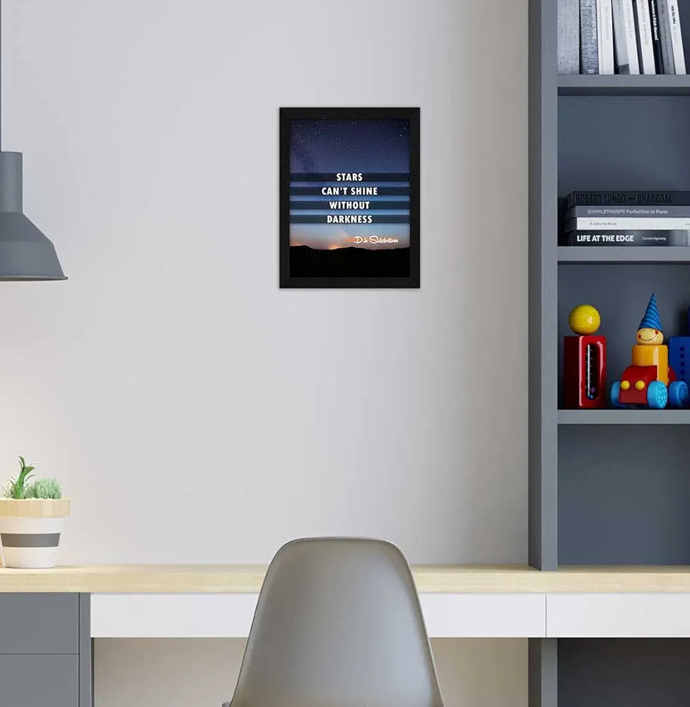 ArtX Motivational Inspirational Quotes, Stars Can't Shine Framed Wall Art Painting, Multicolor, Abstract, 13.5 X 10.5 inches, Set of 1