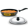 Hawkins Futura 24 cm Frying Pan Non Stick Fry Pan with Stainless Steel Rounded Side Frypan Black