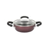 Meyer Merlot Aluminium Non-Stick Kadai | Kadhai with Glass Lid 28cm/ 3.68 Litre