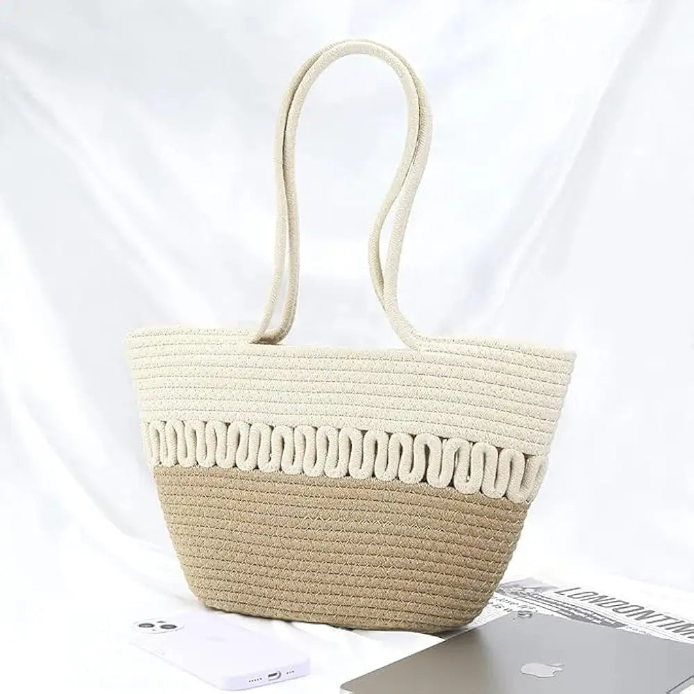 BEAUTIFUL HOMMIES Attractive Hand Bag | large Tote Bag | Summer Bag | Bucket Bag | Basket Bag | Bamboo Tote | Beach Bags for Women | Boho Bag | Handbag | Jute Bag | Handmade Bag