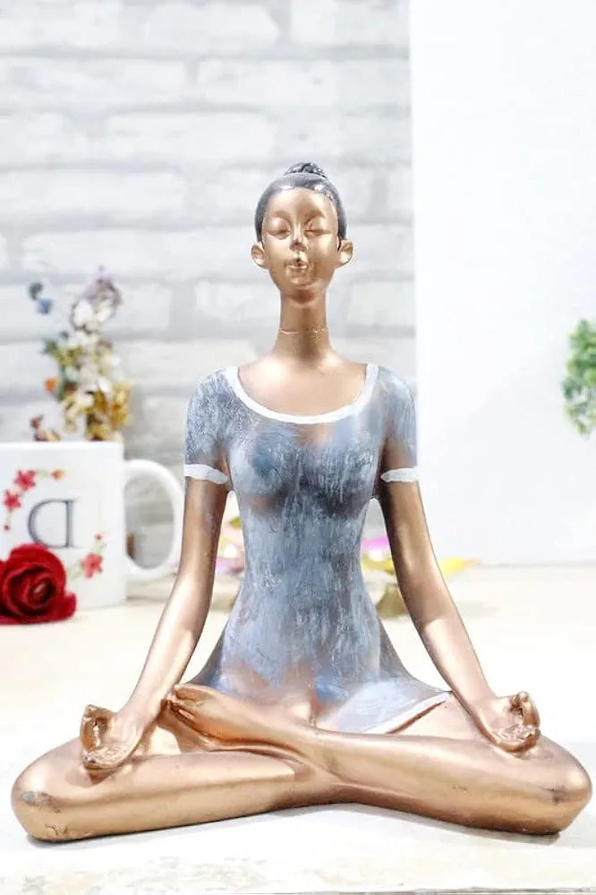 JAIPUR ACE Yoga Lady Polyresin Statue Creative Abstract Design Art Figurine for Home Decor, Living Room Decorative Showpiece for Gifting, Interiors, Yoga Lady 