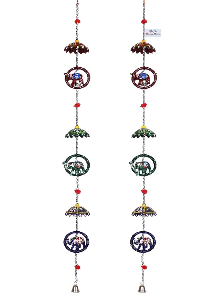 Heart Home Umbrella Shape Door Hanging Windchimes Pairs |3 Paper Mache & 3 Elephants for Home Decoration 