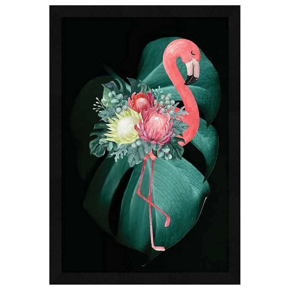 ArtX Paper Flamingo Bird Wall Art Painting, wall decor for living room, Multicolor, Bird, 12.5 X 18.5 inches, Set of 1
