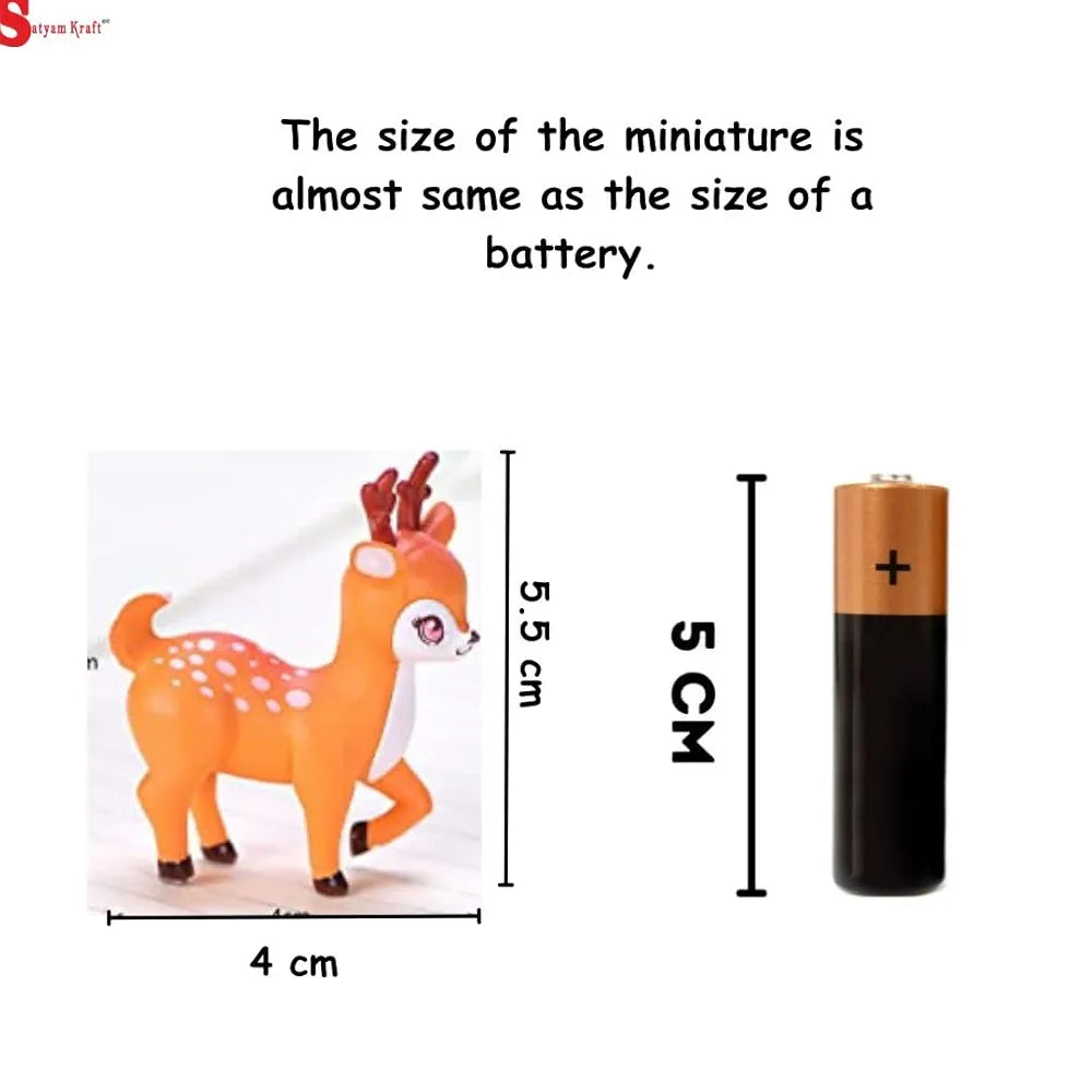 SATYAM KRAFT Resin 1 Set Deer Miniature Figurines | Decorative Showpiece | Gift for Him/Her, Mother's Day, Home, Bedroom, Living Room, Office, Table, Car Dashboard | Festive Decor