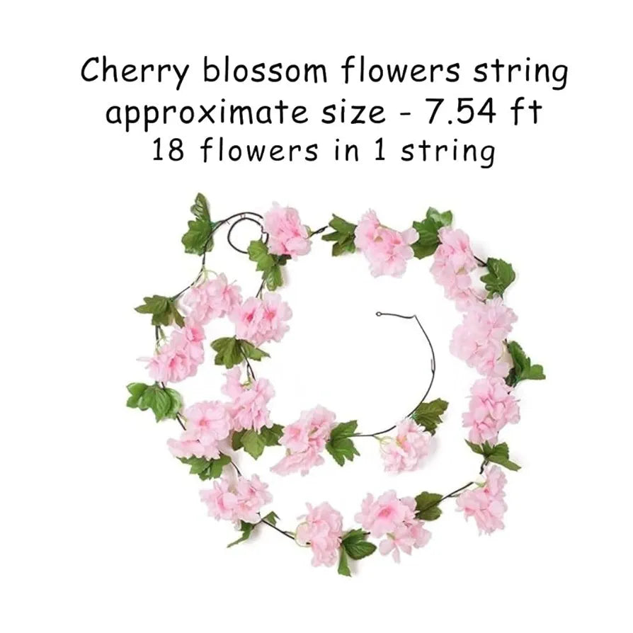 SATYAM KRAFT 1 Lines Artificial Cherry Blossom Rattan Flowers Vine | Hanging Garland for Home, Office, Mandir & Pooja Room | Diwali, Deepawali, Navratri & Wedding Festival Decoration 