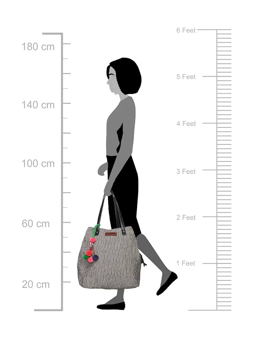 ASTRID Multicompartment Striped Bag For Women And Girls With Extra Strond Zipper And BIodegradable