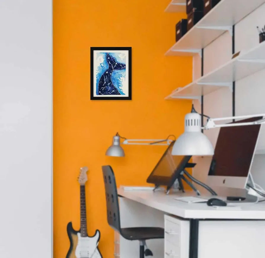 ArtX Paper Cosmic Dolphin Frame Wall Art Painting, Multicolor, Abstract, 10X13 inches, Set of 1