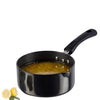 Vinod Black Pearl Hard Anodised Saucepan 1.1 Litres | 14cm | 3.25mm Thick | Metal Spoon Friendly | Ezee Pour Spout | Bakelite Handle