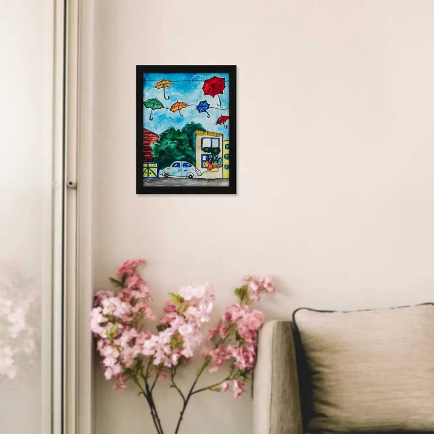 ArtX Paper City Watercolor Frame Wall Art Painting, Multicolor, Abstract, 10X13 inches, Set of 1 