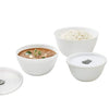 Larah by Borosil Opalware Solid Serving Bowl With Lid | Set of 3 | White