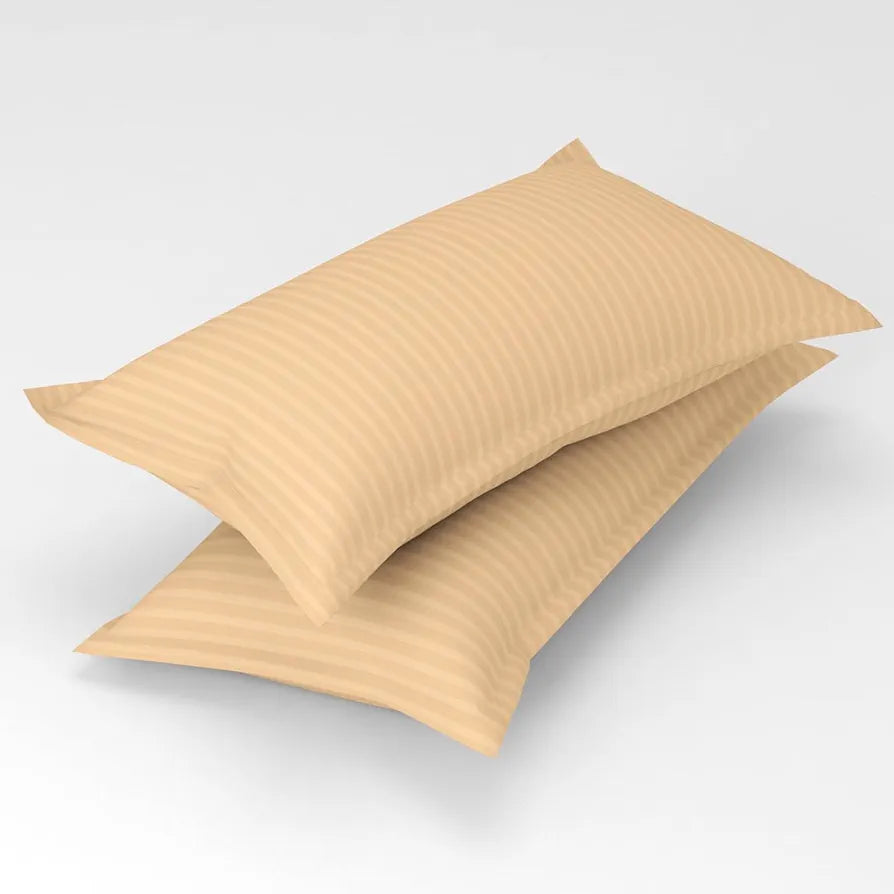 Homefab India 160 TC Stripe Glace Cotton Single BedSheet with 1 Pillow Cover - Peach